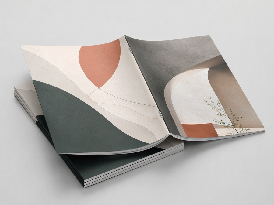 Magazine mit Rückendrahtheftung